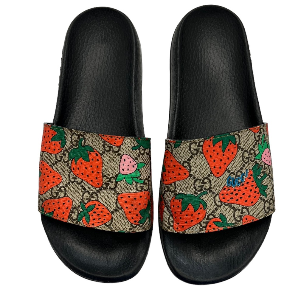 Gucci Black and Brown Strawberry Sandals - Picture 3 of 14